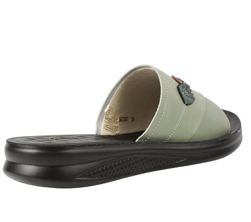 Papuci casual, dama, FORMAZIONE, 3602Q07 verde, piele naturala